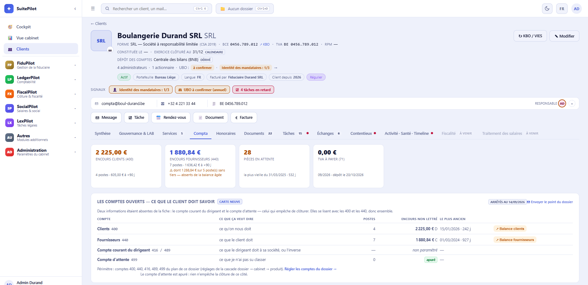 Vue du comptable dans SuitePilot